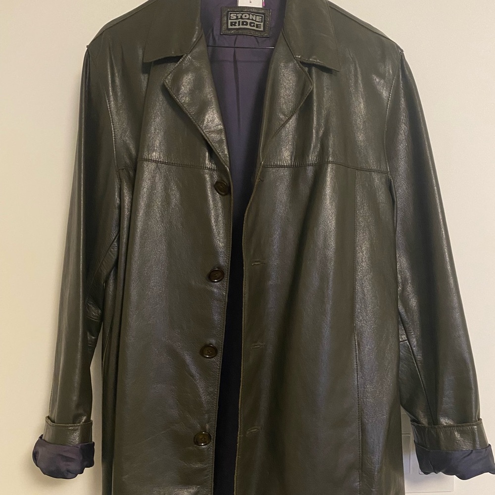 Women's Dark Green Leather Jacket